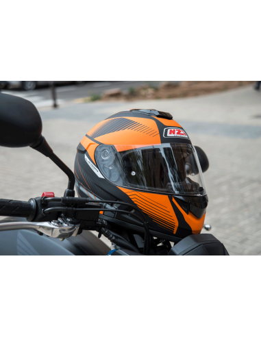 casco moto integral nzi naranja