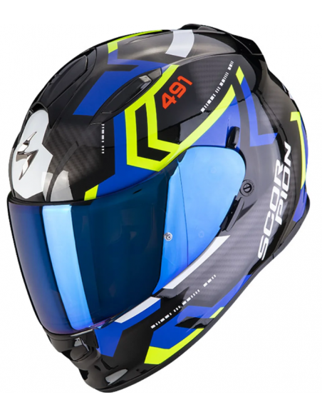 SCORPION CASCO EXO-491 BLACK/BLUE/YELLOW en ALDAMOVIL