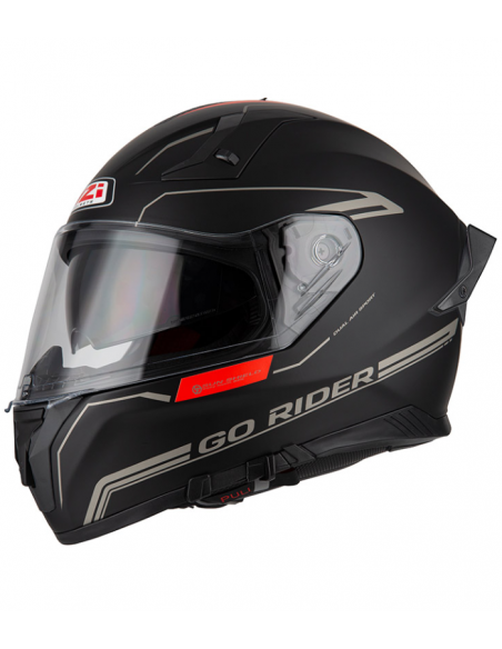 NZI CASCO GO RIDER STREAM SOLID BLACK RED MATT en ALDAMOVIL