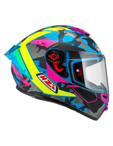 NZI CASCO TRENDY 3 STREAM CAMU BLUE/YELLOW/PINK en ALDAMOVIL