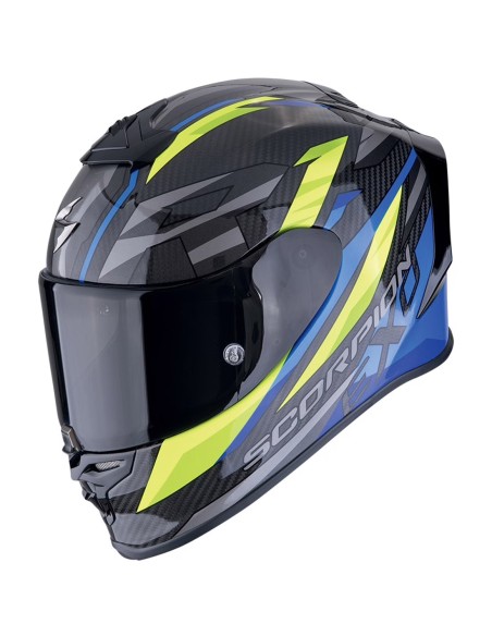 SCORPION EXO-R1 EVO CARBON AIR RUNNER BLACK/BLUE/YELLOW en ALDAMOVIL