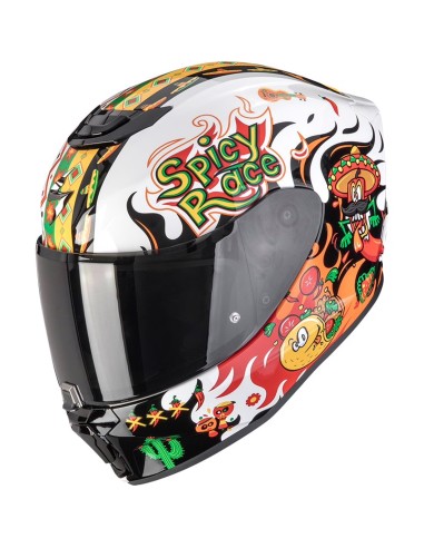 SCORPION CASCO JUNIOR YUCATAN WHITE/ORANGE en ALDAMOVIL